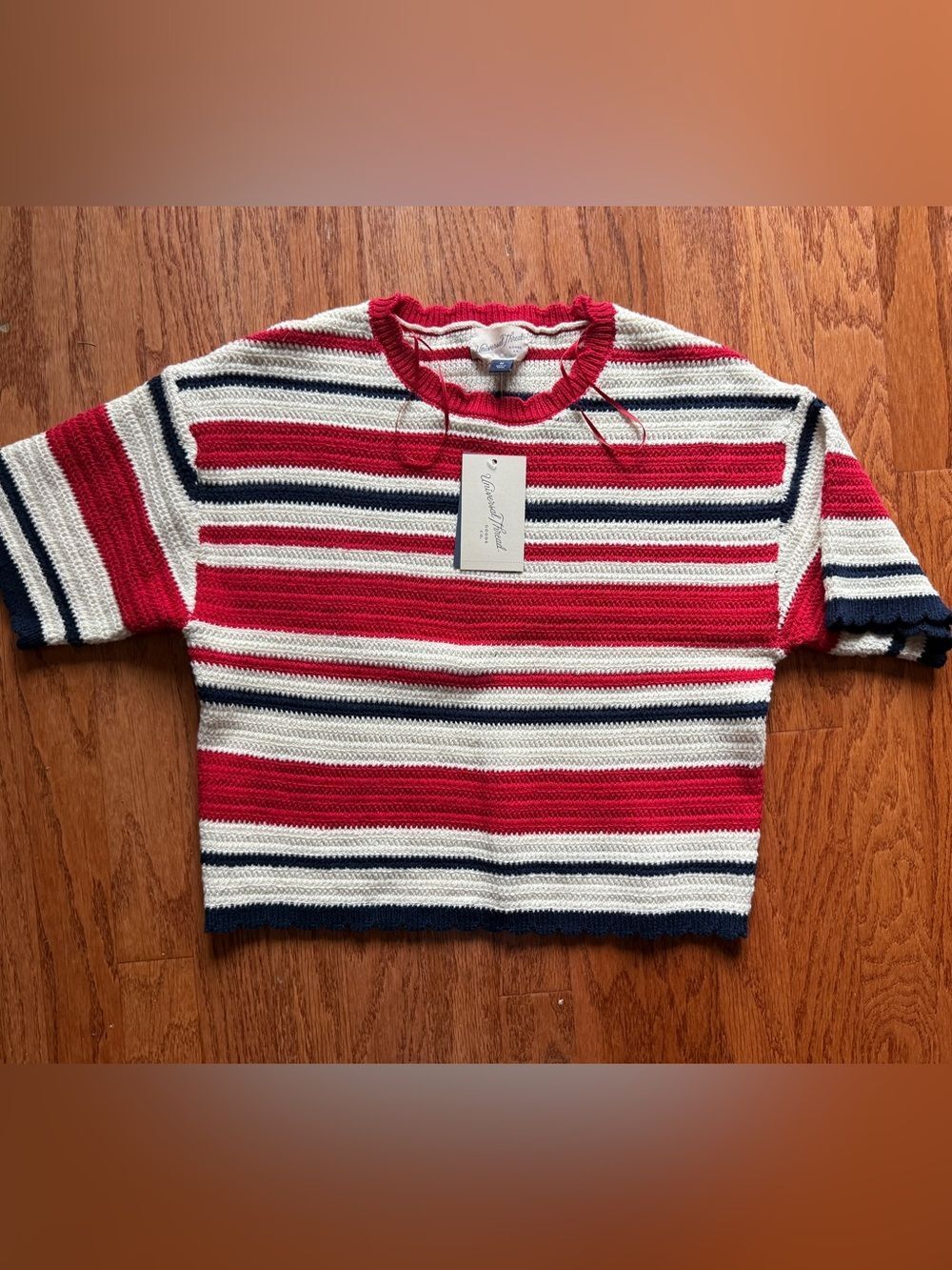 NWT Universal Thread Red, Cream & Navy Striped Crewneck Women’s Sweater -